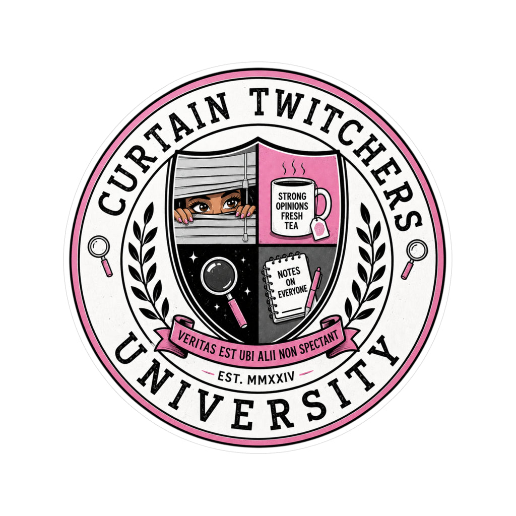 [EU Shipping] Sticker - Curtain Twitchers University Vinyl Sticker — Retro Pink Badge Laptop Decal