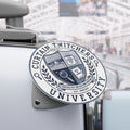 Round CTU Luggage Tag — 'Curtain Witchers University' Crest Travel ID Tag (Name, Phone, Email Fields)