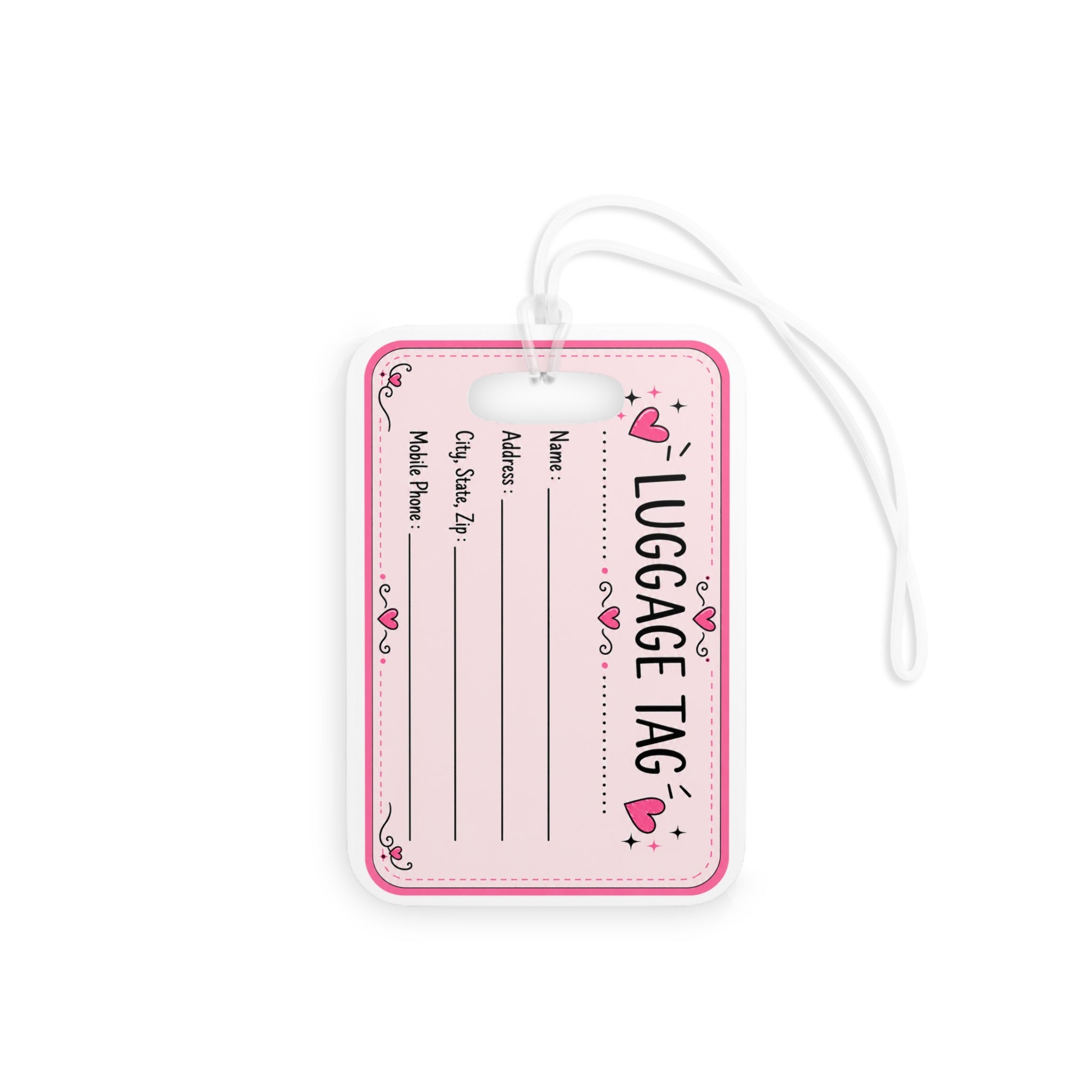Twitching Curtains Luggage Tag Detective Pink Travel ID