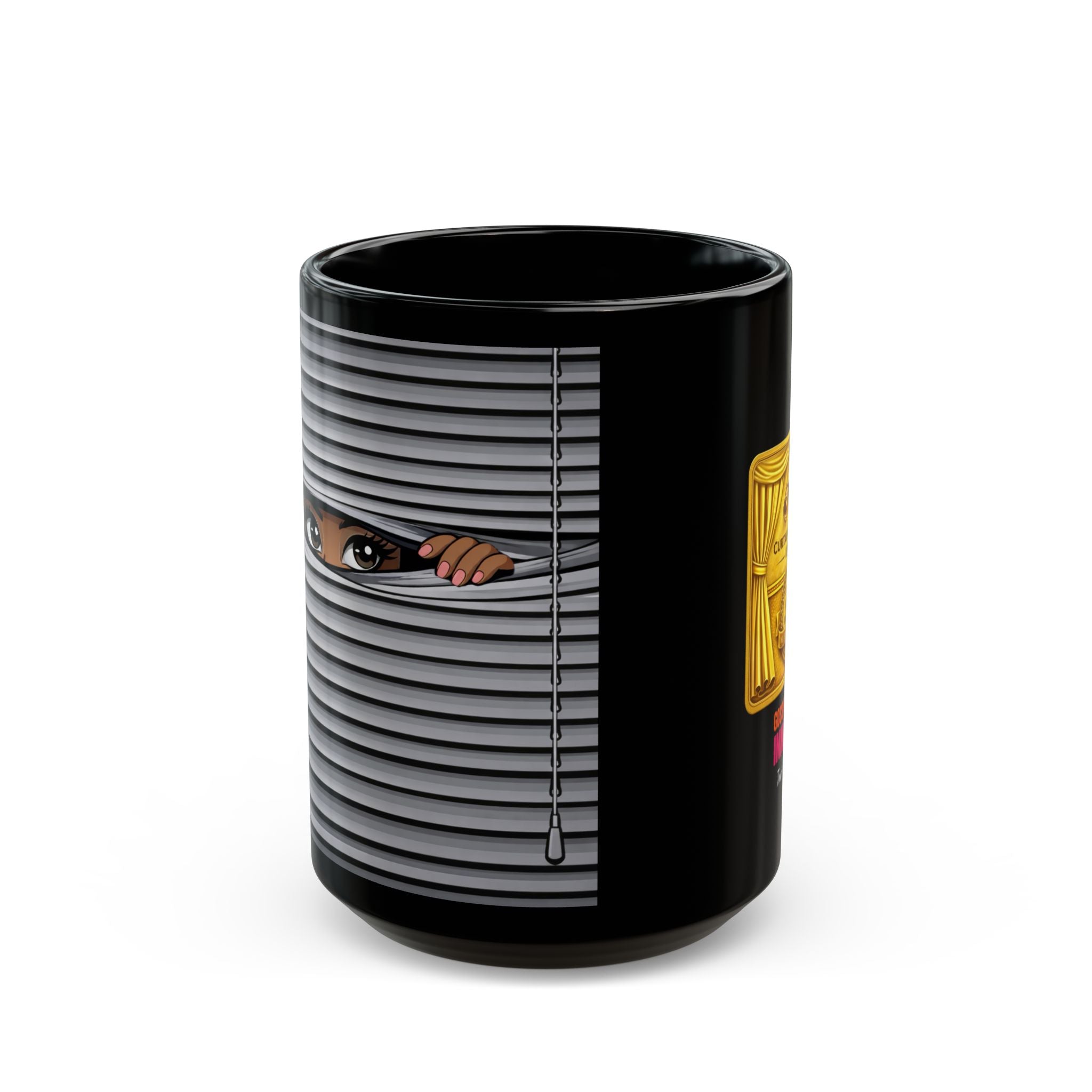 "Curtain Twitchers' 15 oz. Black Coffee Mug