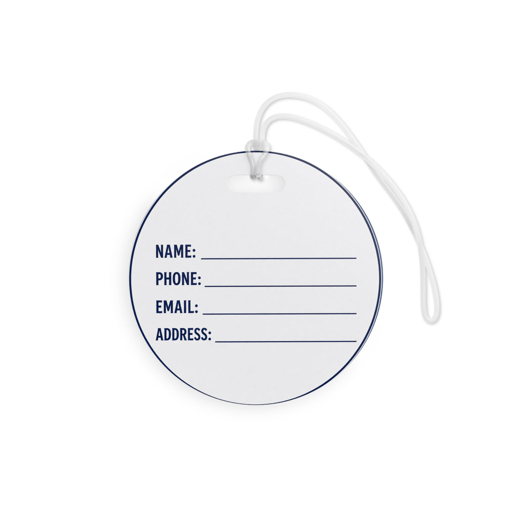 Round CTU Luggage Tag — 'Curtain Witchers University' Crest Travel ID Tag (Name, Phone, Email Fields)
