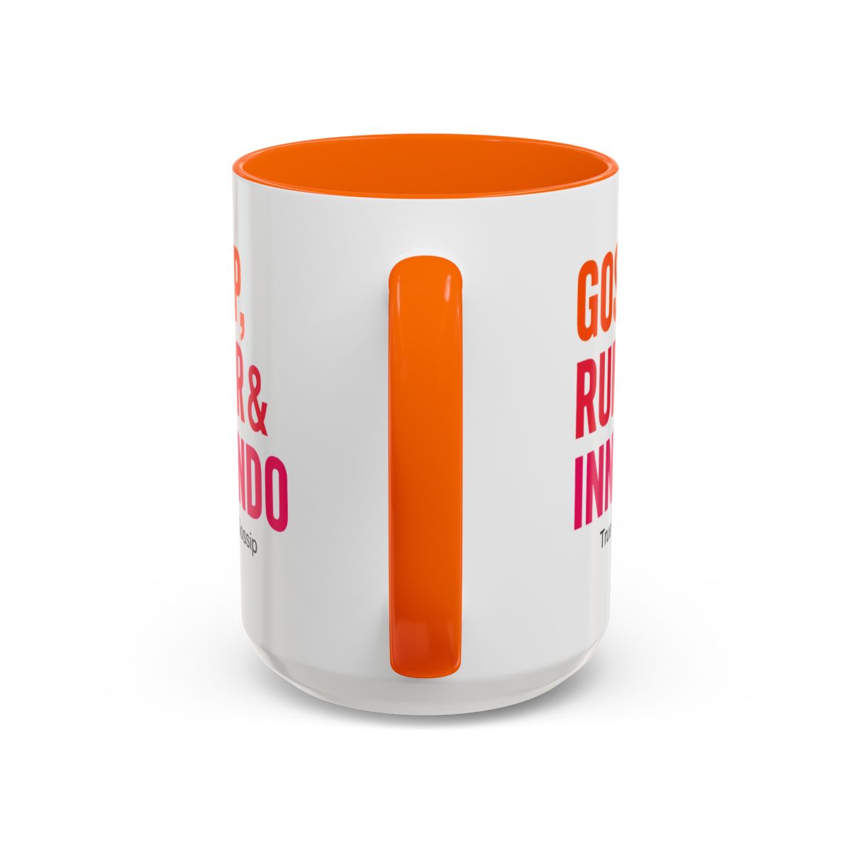 15 oz. Gossip Rumor Innuendo Mug (Orange Handle & Interior)