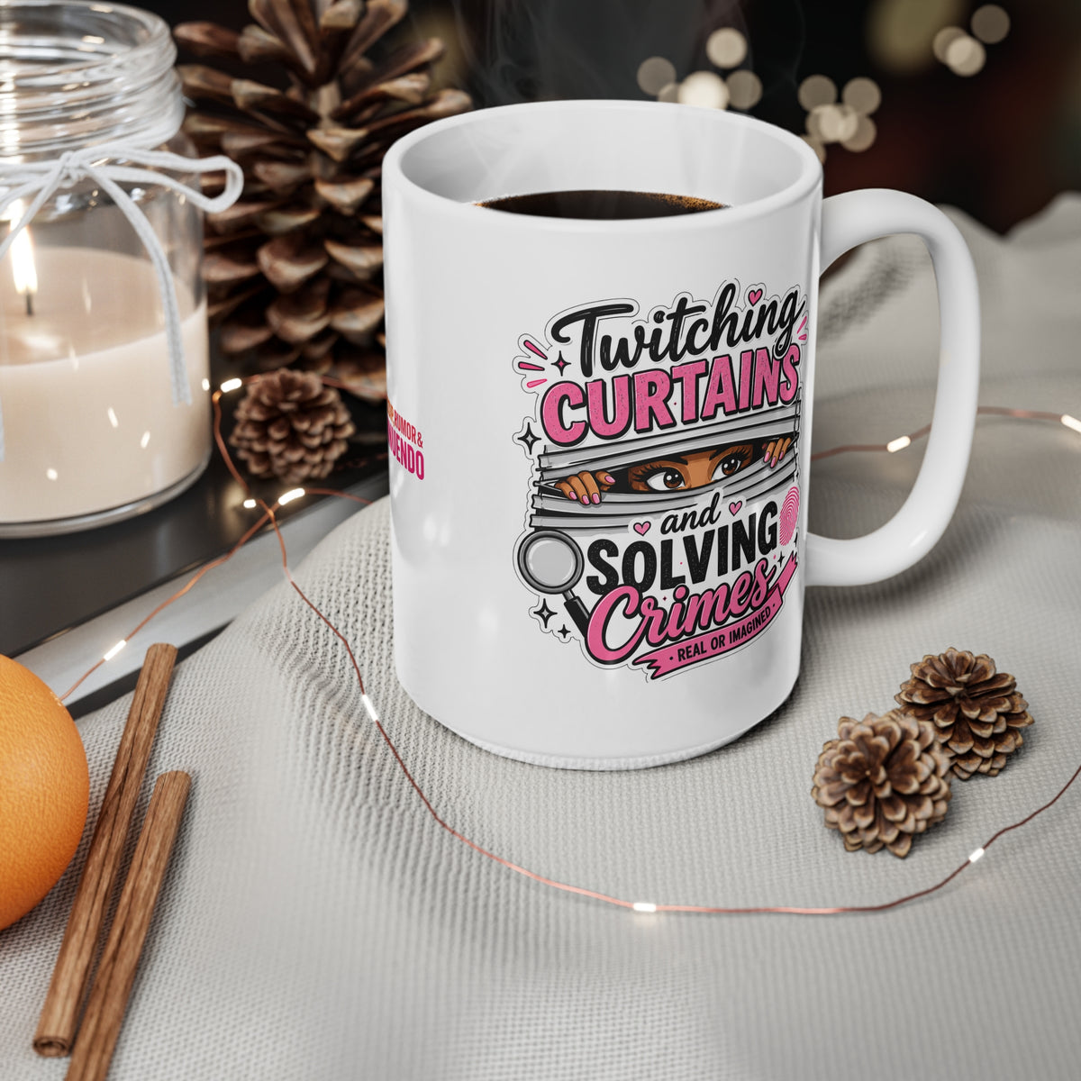[EU Shipping] 15oz. Twitching Curtains and Solving Crimes Ceramic Coffee Mug