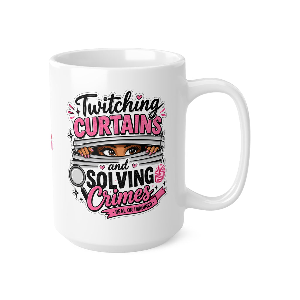 [EU Shipping] 15oz. Twitching Curtains and Solving Crimes Ceramic Coffee Mug
