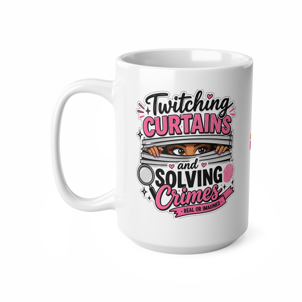 [EU Shipping] 15oz. Twitching Curtains and Solving Crimes Ceramic Coffee Mug