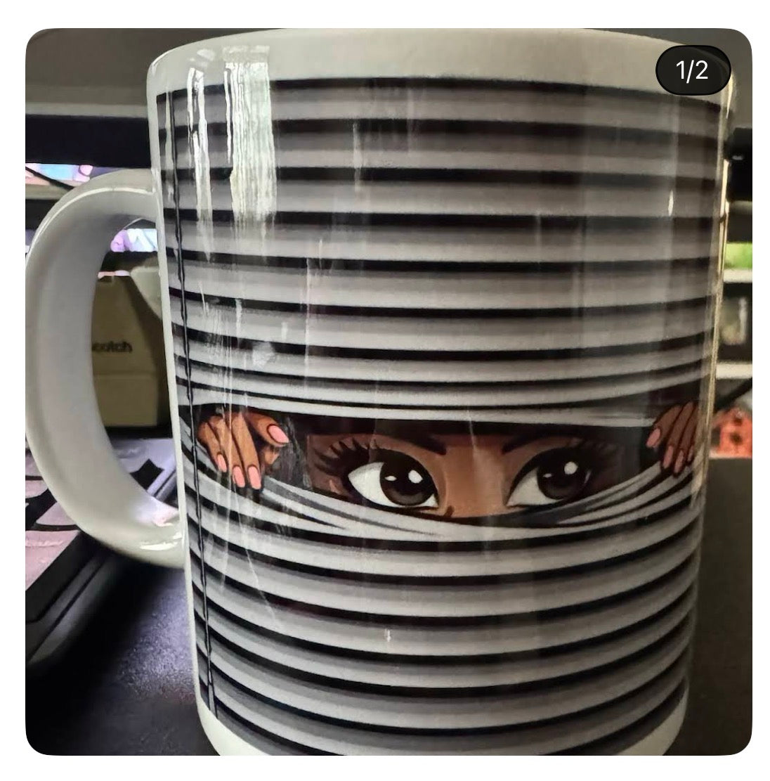 20oz Jumbo Mug – Peek Through Blinds Art Coffee Cup