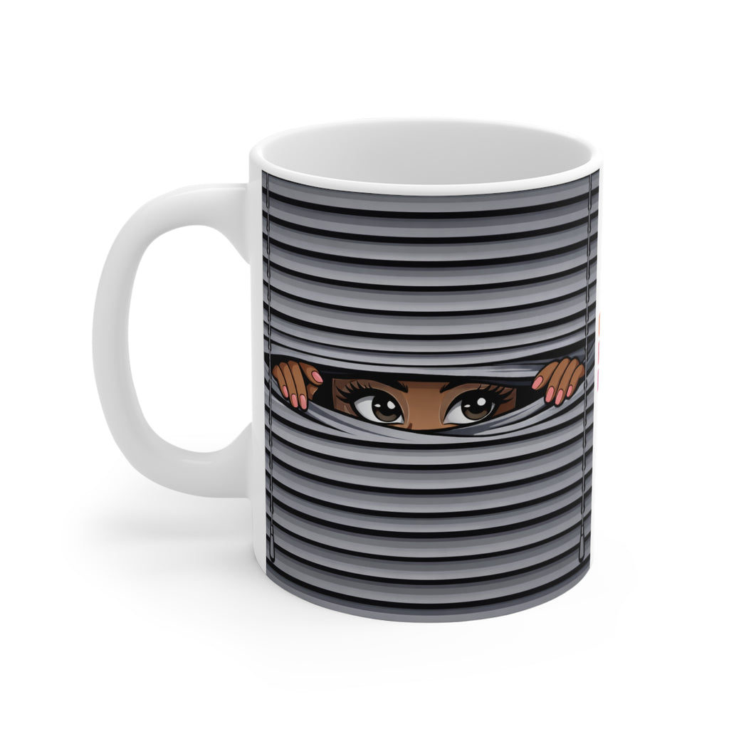 11 oz Peekaboo Eyes Mug – "Gossip, Rumor & Innuendo" Coffee Cup