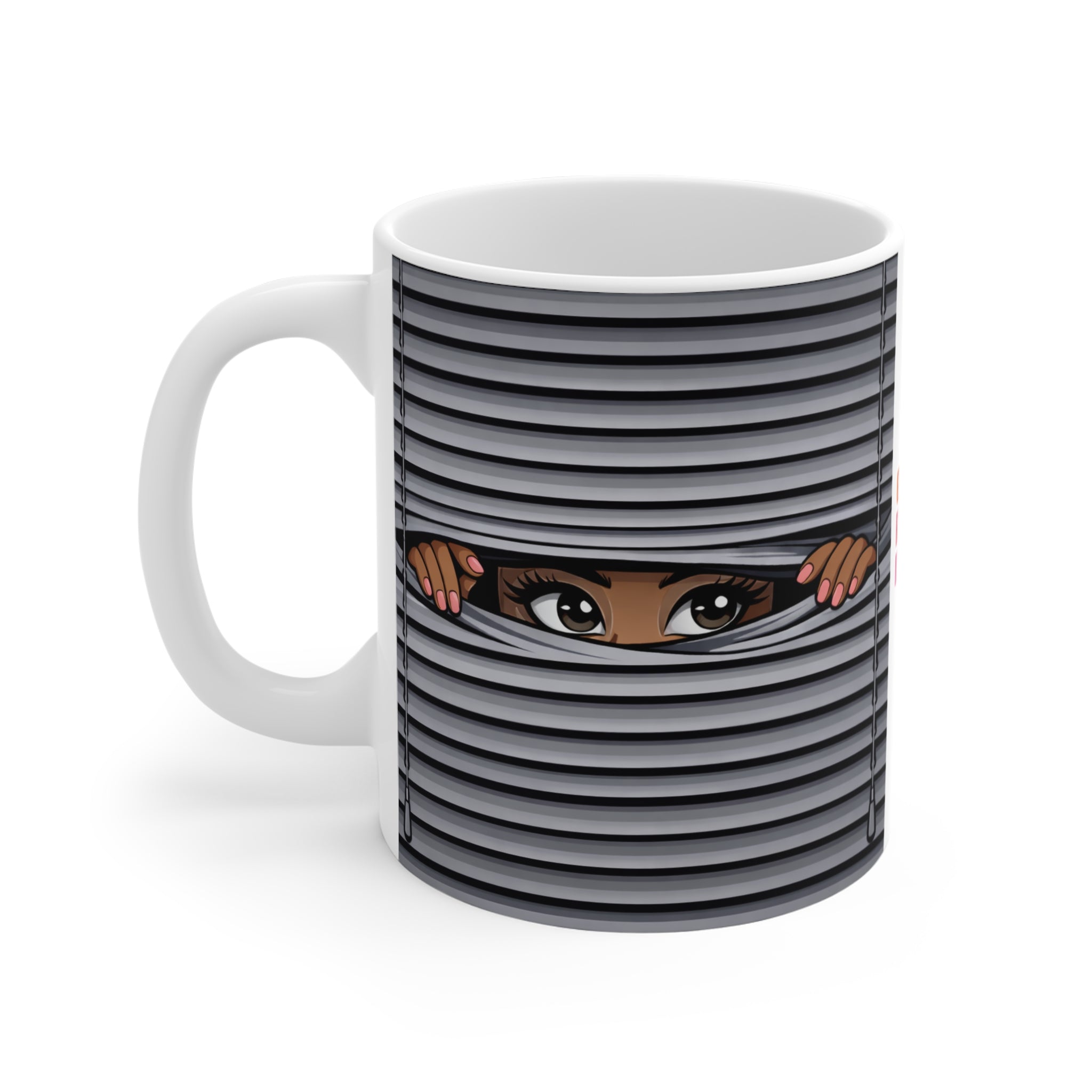 11 oz Peekaboo Eyes Mug – "Gossip, Rumor & Innuendo" Coffee Cup