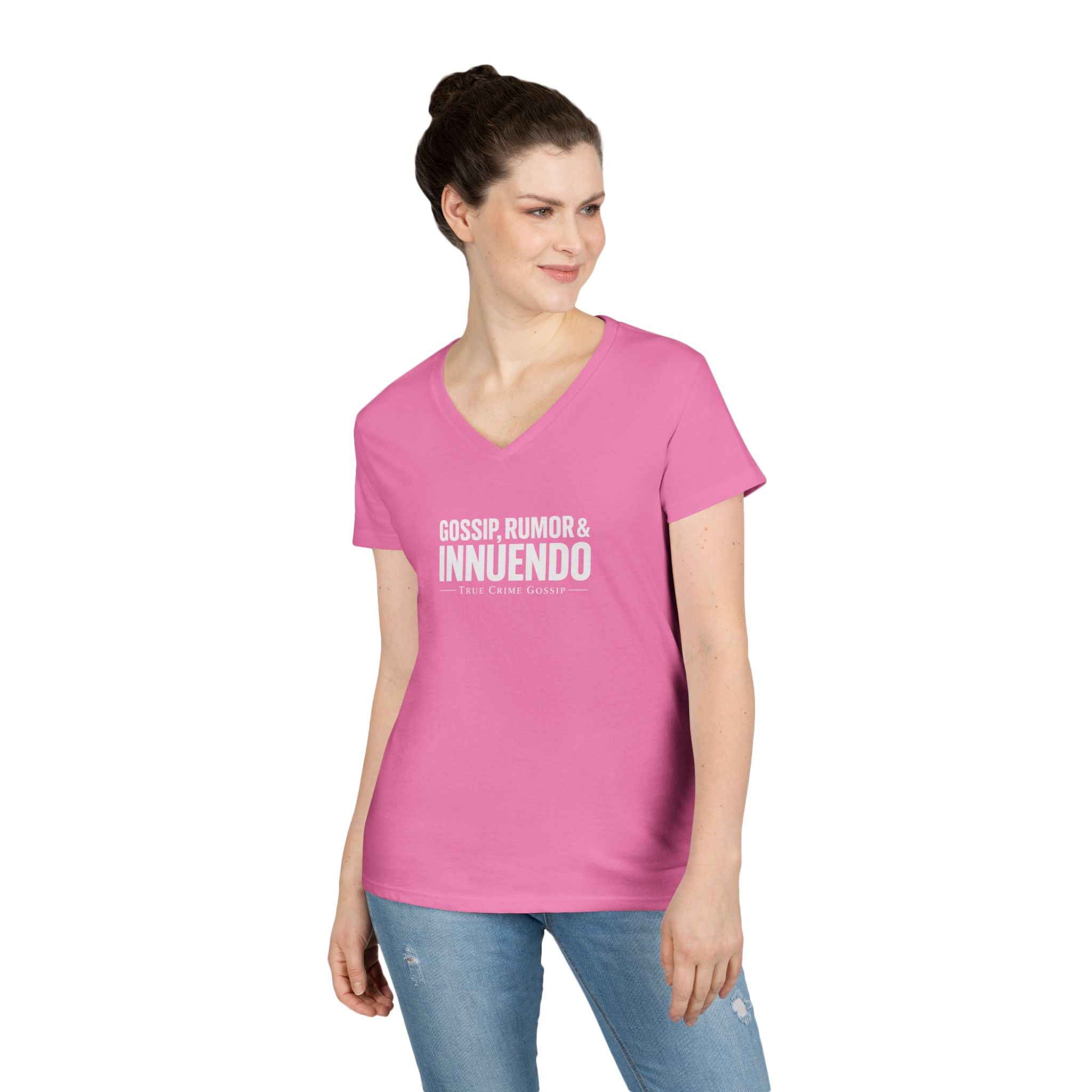 Dark Colors Ladies V-Neck T-Shirt — Subtle 'Innuendo' Graphic Tee