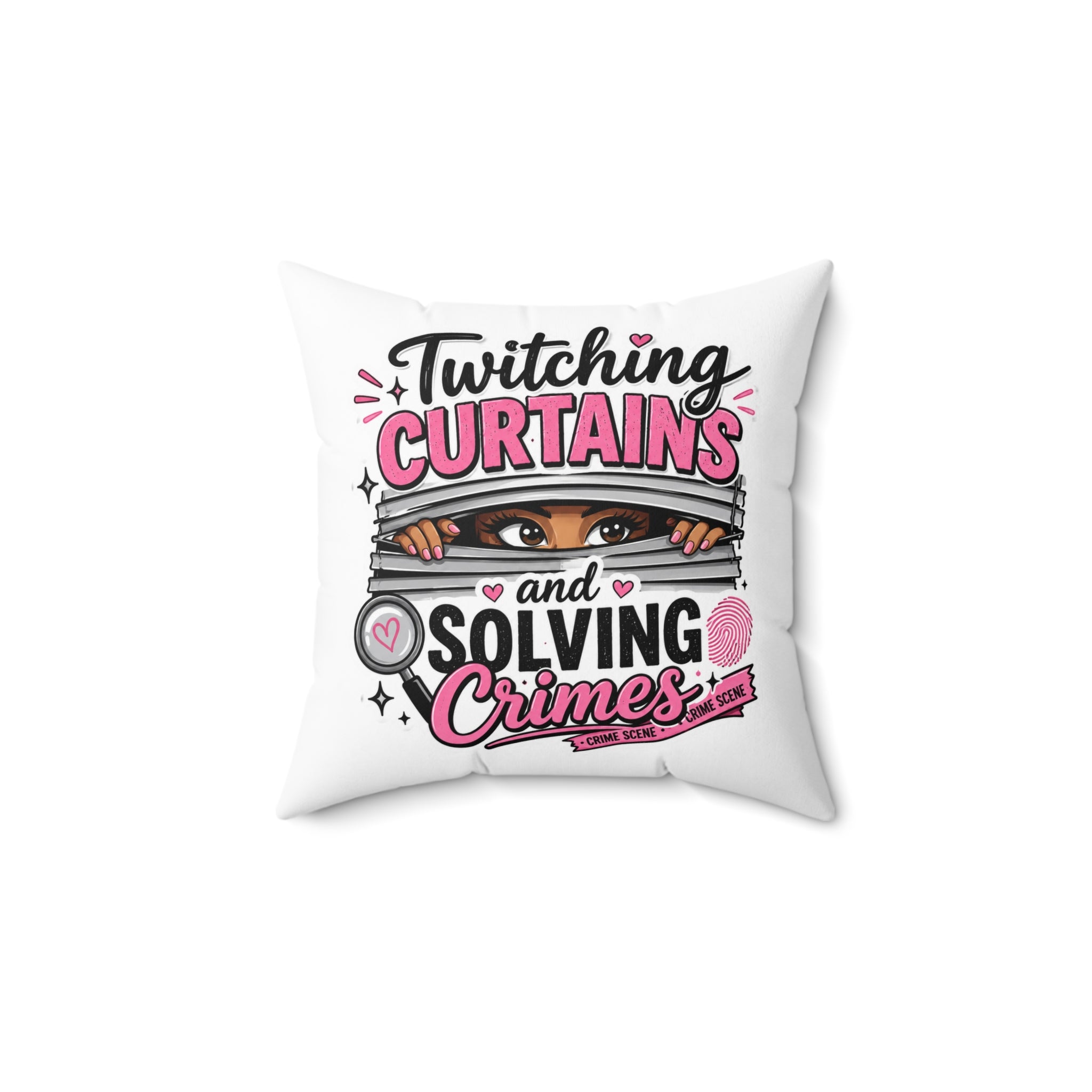 Curtain Twitcher Pillow — "Twitching Curtains and Solving Crimes" Decorative Throw Pillow