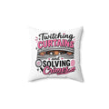 Curtain Twitcher Pillow — "Twitching Curtains and Solving Crimes" Decorative Throw Pillow
