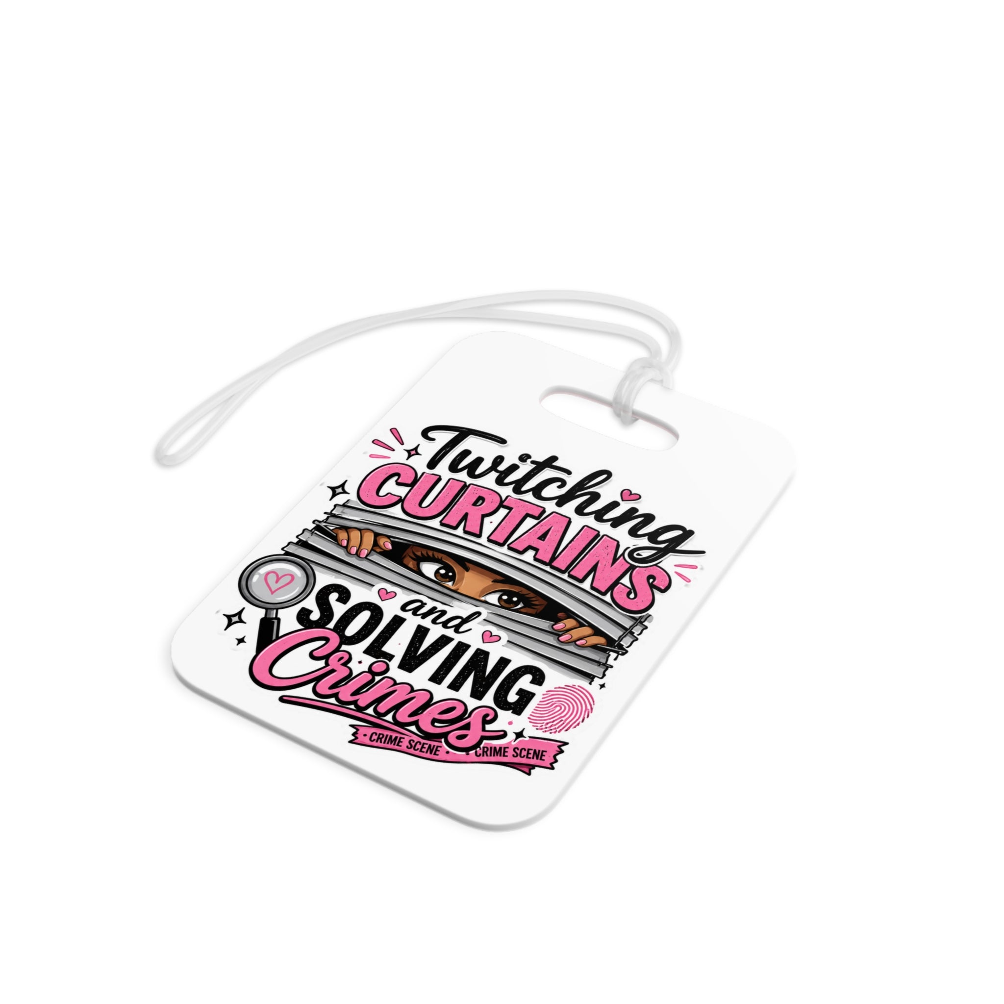Twitching Curtains Luggage Tag Detective Pink Travel ID