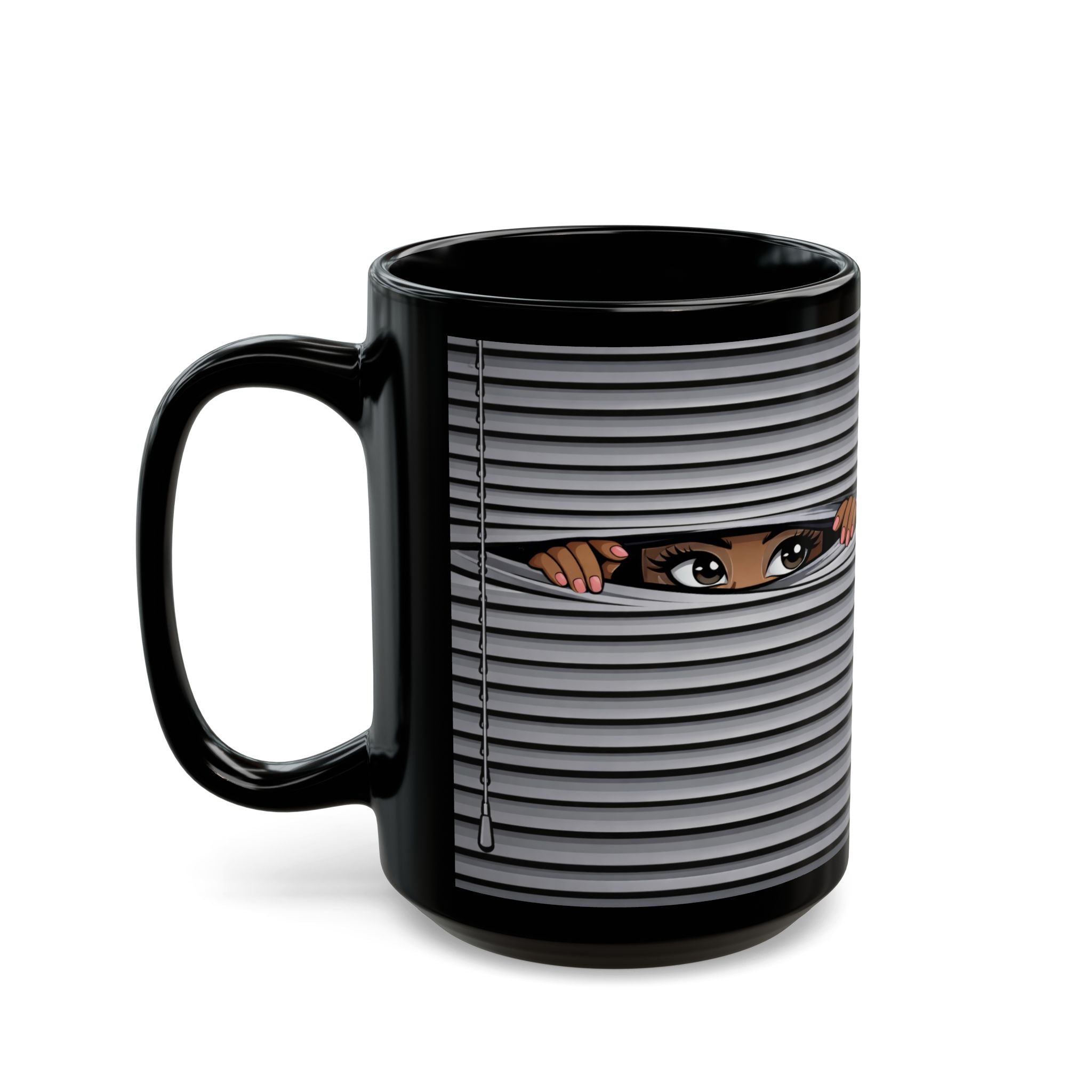 "Curtain Twitchers' 15 oz. Black Coffee Mug