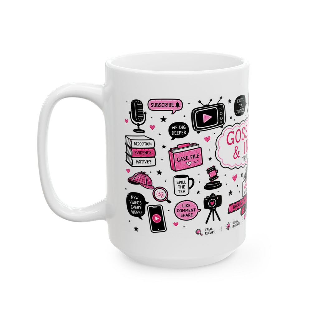 Doodle Mug — "Gossip, Rumor & Innuendo" Ceramic Coffee Cup (15oz)