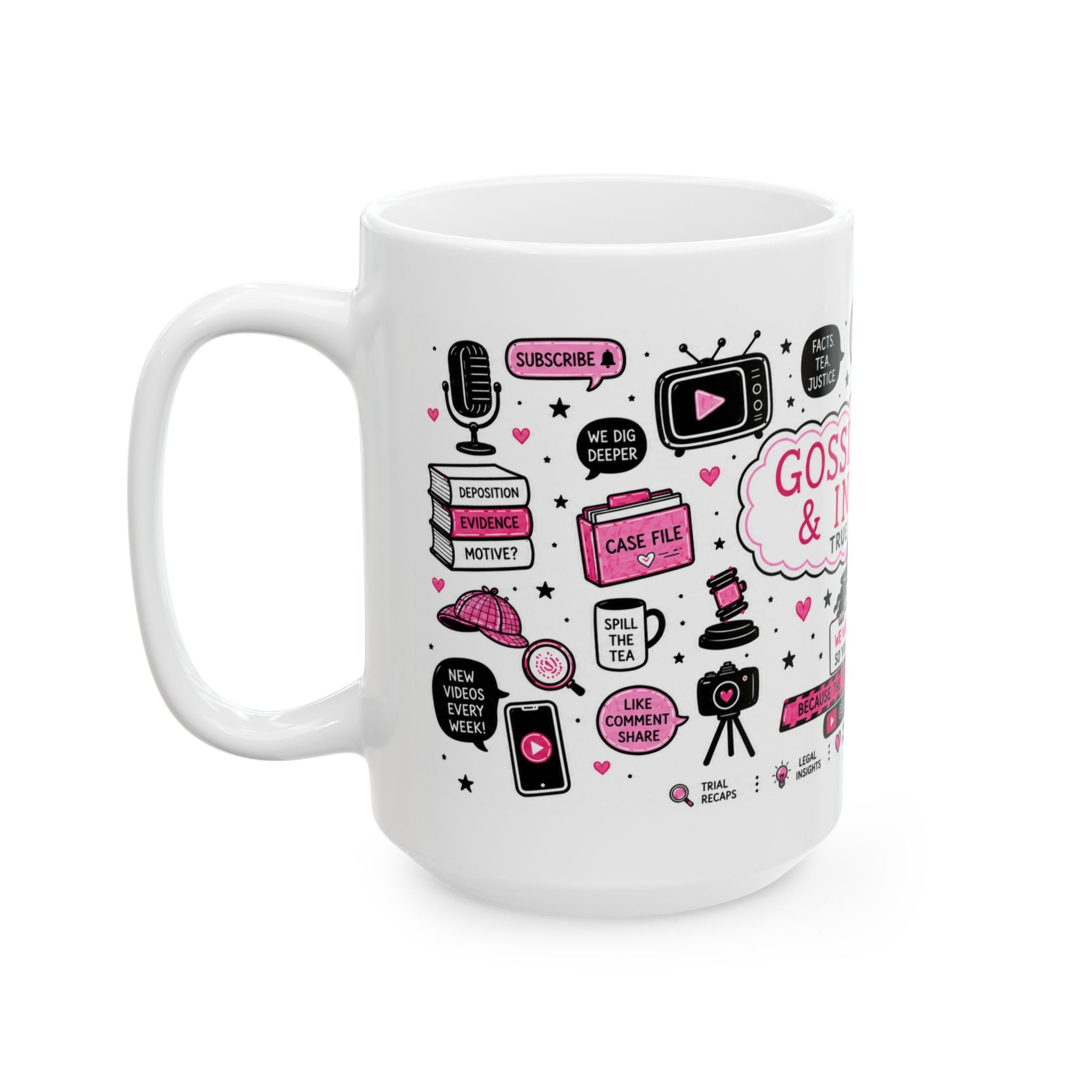 Doodle Mug — "Gossip, Rumor & Innuendo" Ceramic Coffee Cup (15oz)