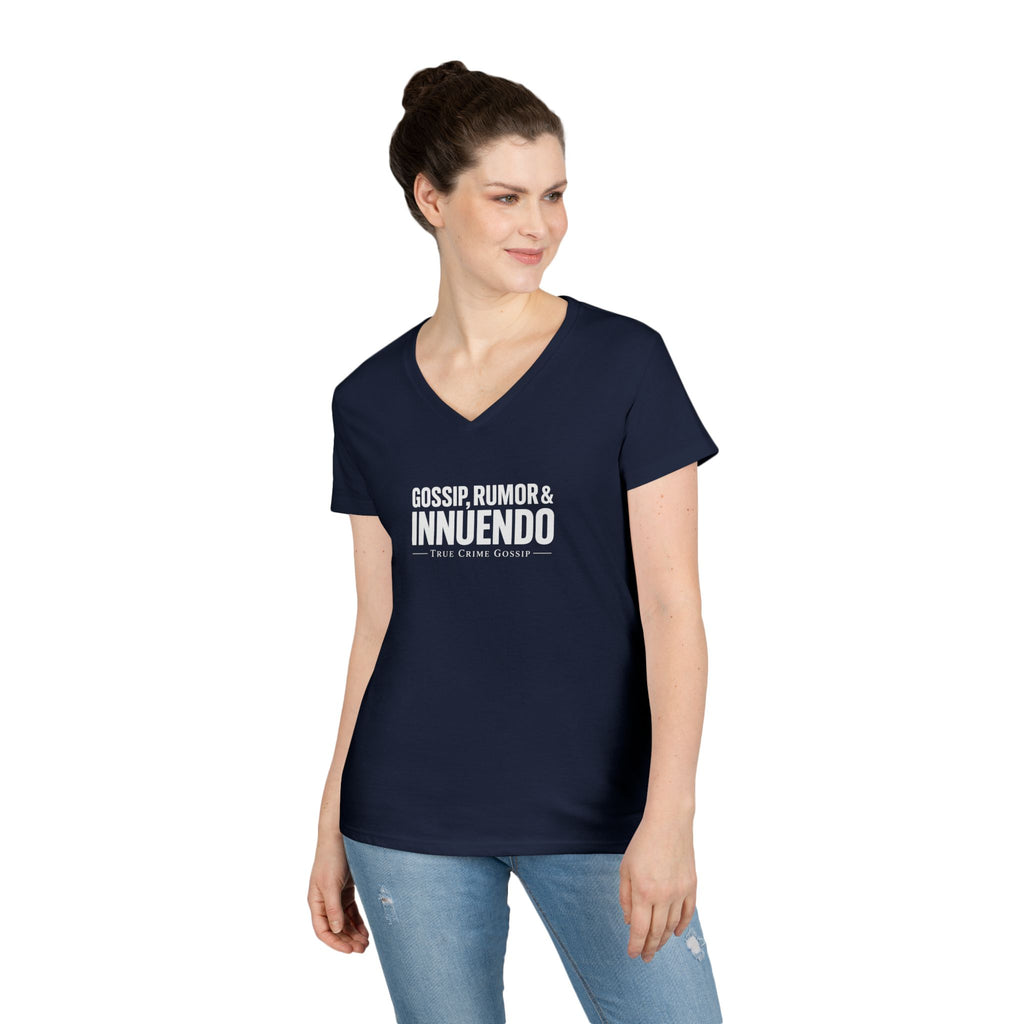 Dark Colors Ladies V-Neck T-Shirt — Subtle 'Innuendo' Graphic Tee