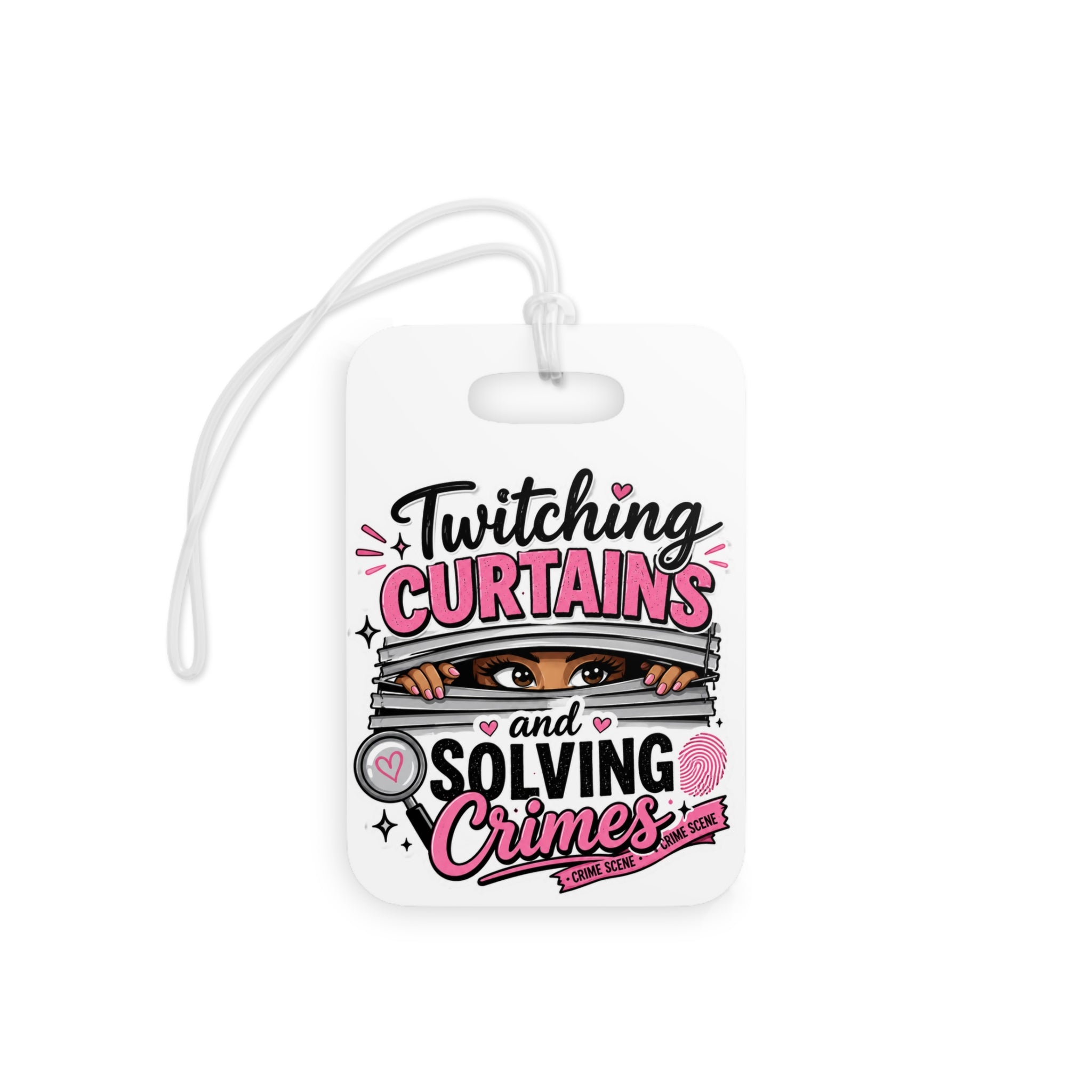Twitching Curtains Luggage Tag Detective Pink Travel ID