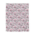 GRI Doodle Velveteen Plush Blanket — Pink Parisian Pattern Cozy Throw