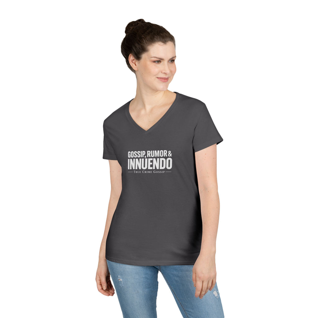 Dark Colors Ladies V-Neck T-Shirt — Subtle 'Innuendo' Graphic Tee
