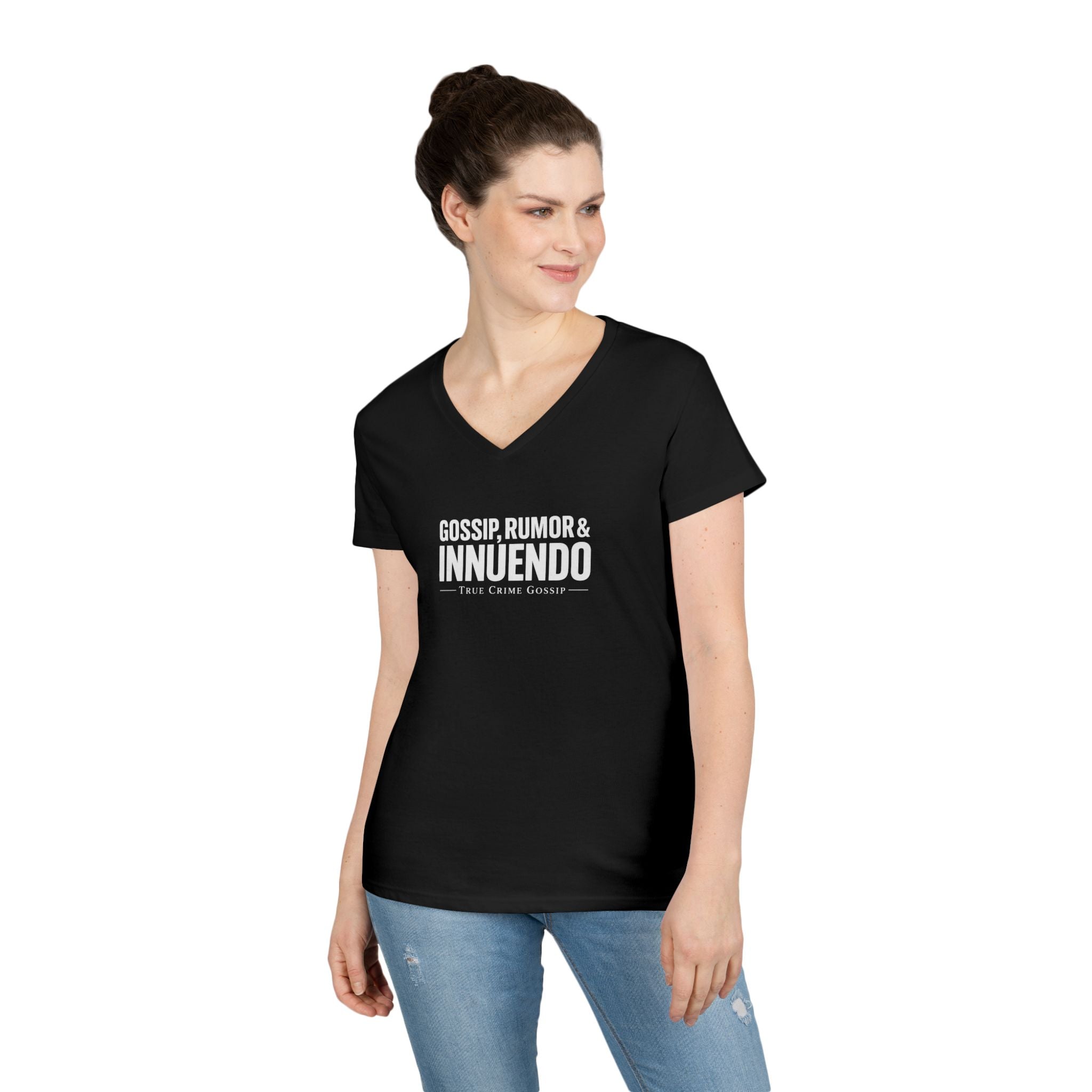 Dark Colors Ladies V-Neck T-Shirt — Subtle 'Innuendo' Graphic Tee