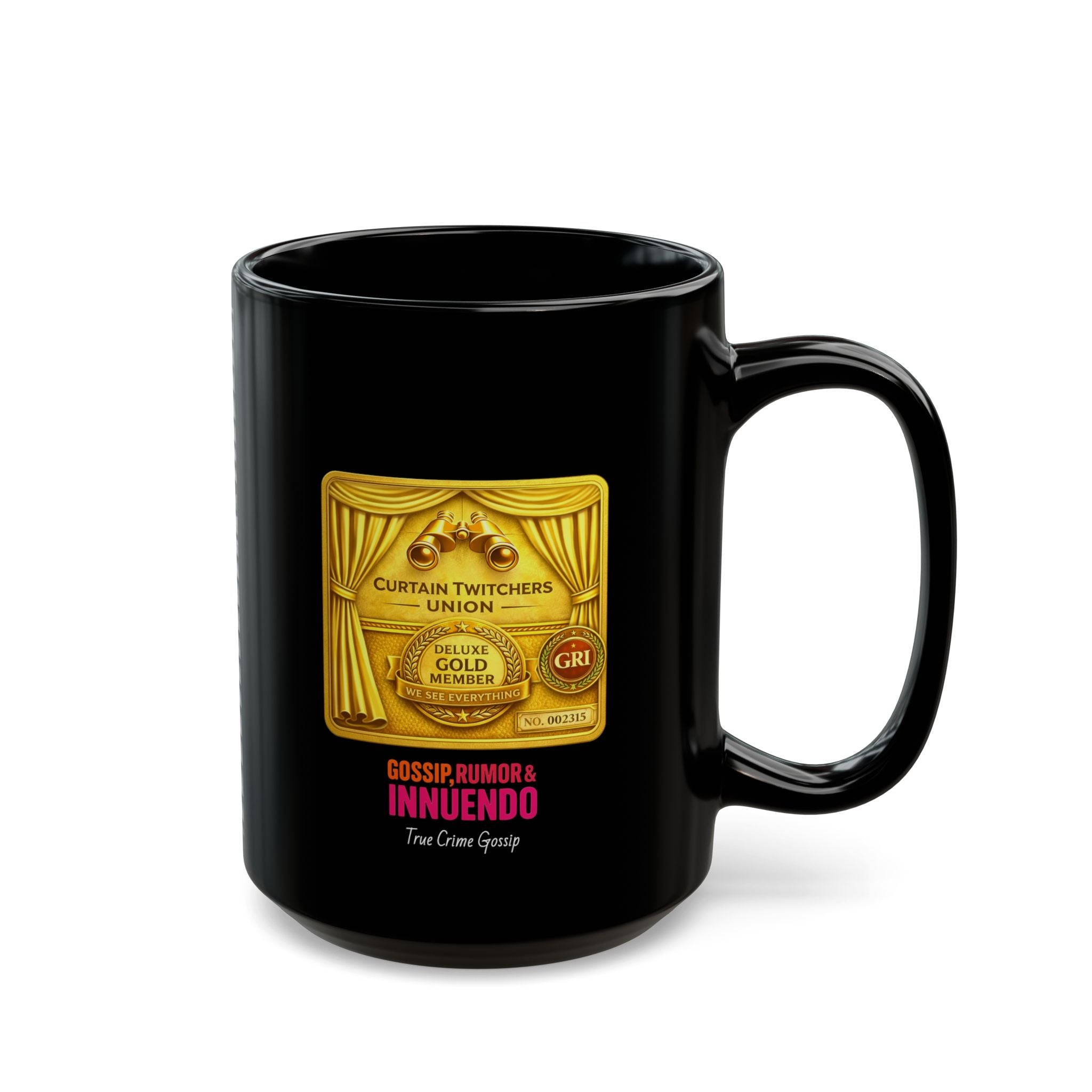 "Curtain Twitchers' 15 oz. Black Coffee Mug