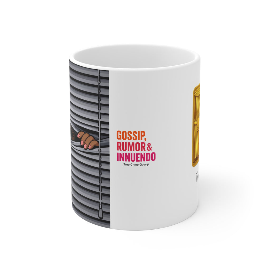 11 oz Peekaboo Eyes Mug – "Gossip, Rumor & Innuendo" Coffee Cup